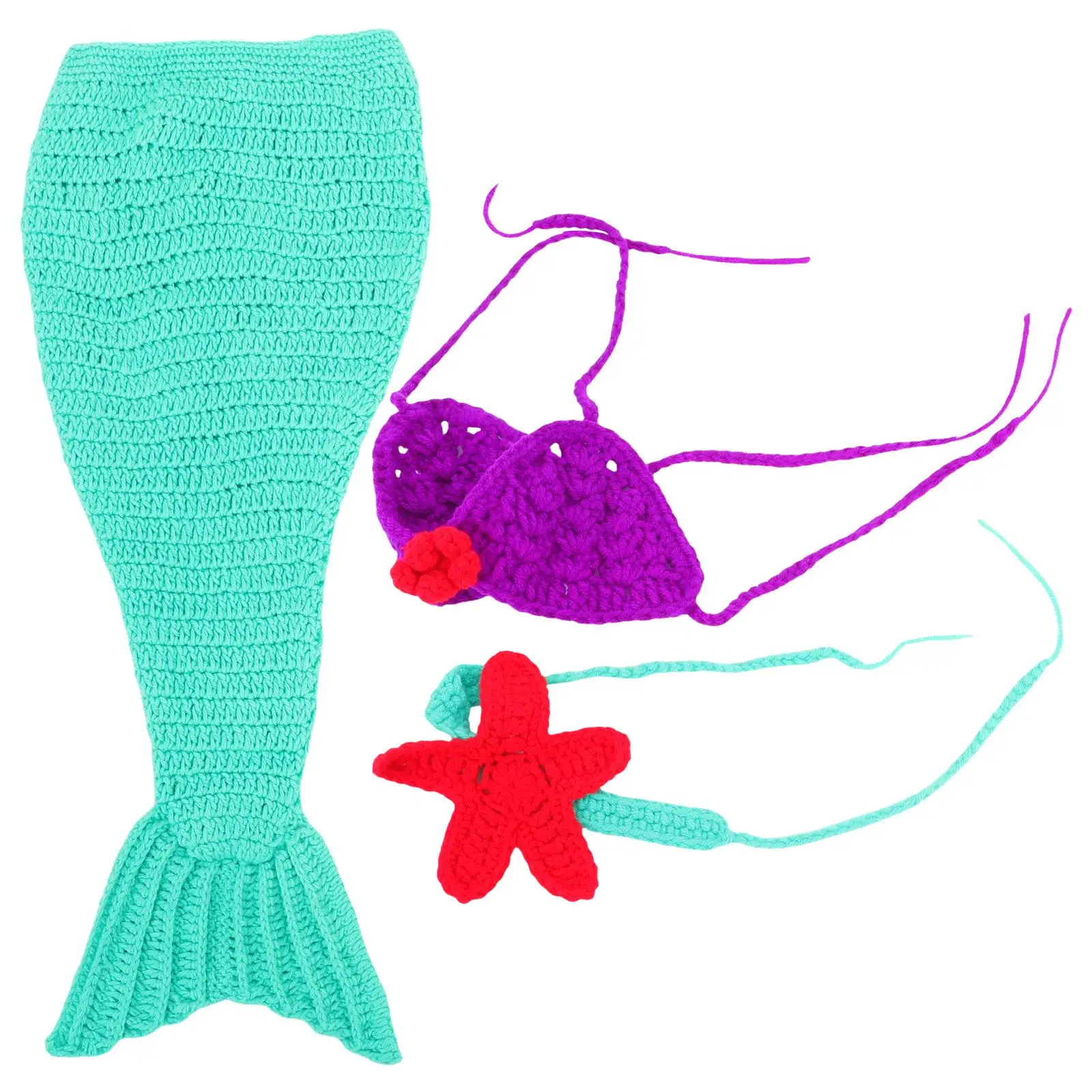 

Baby Photo Props Knitted Outfits for Newborn Shoot Comfortable Mermaid Design Costume Accessories Infant Gifts
