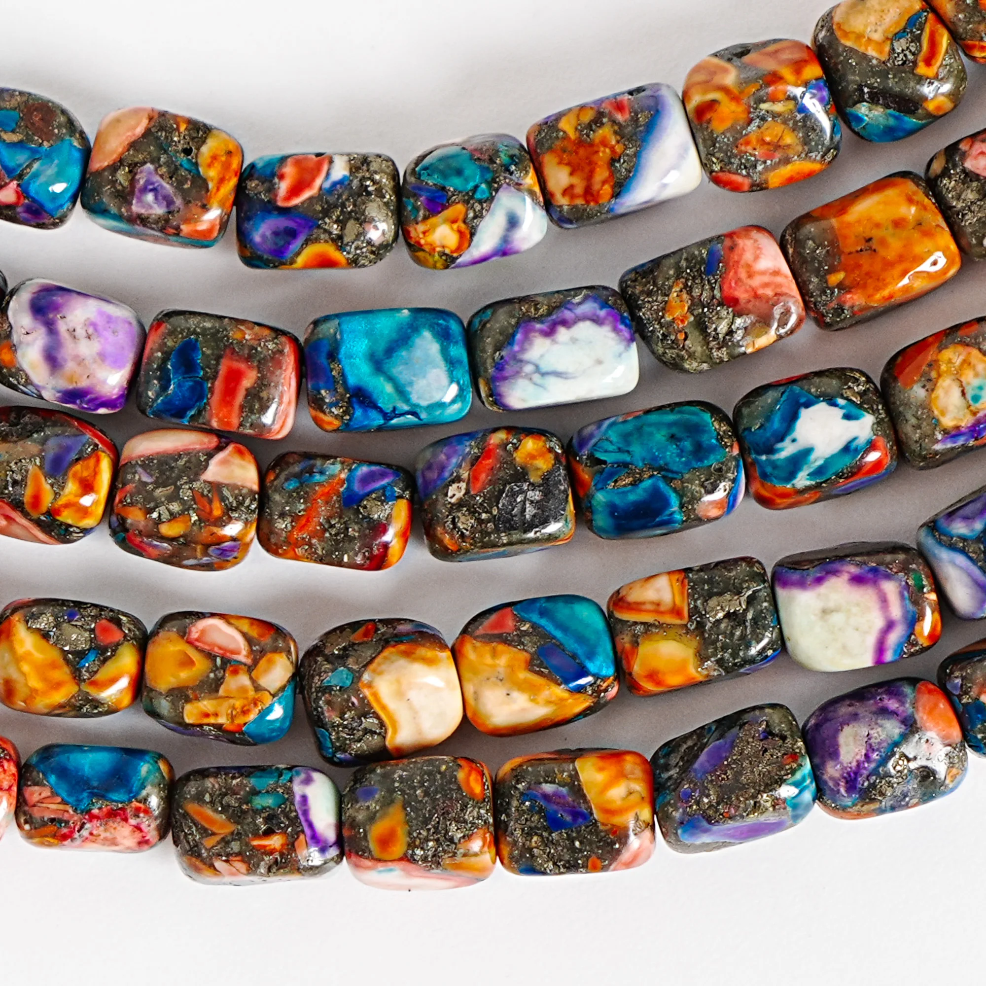 5x7MM Gold Thread Multicolored Turquoise Beads Dyed Rounded Irregular Barrel Loose Beads For DIY Jewelry Making Accessories DIY