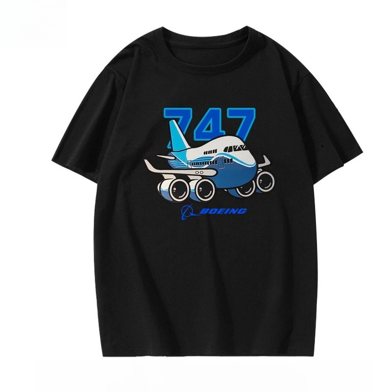 BOEING 747 Aircraft-themed T-shirts Aviation-themed Summer Cotton T Shirt for Men's Clothing Women's Clothing 2026 New T Shirt