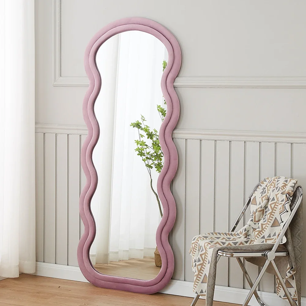 Floor-to-ceiling wall lean full-length mirror wind shaped fragola wave girls bedroom dressing mirror