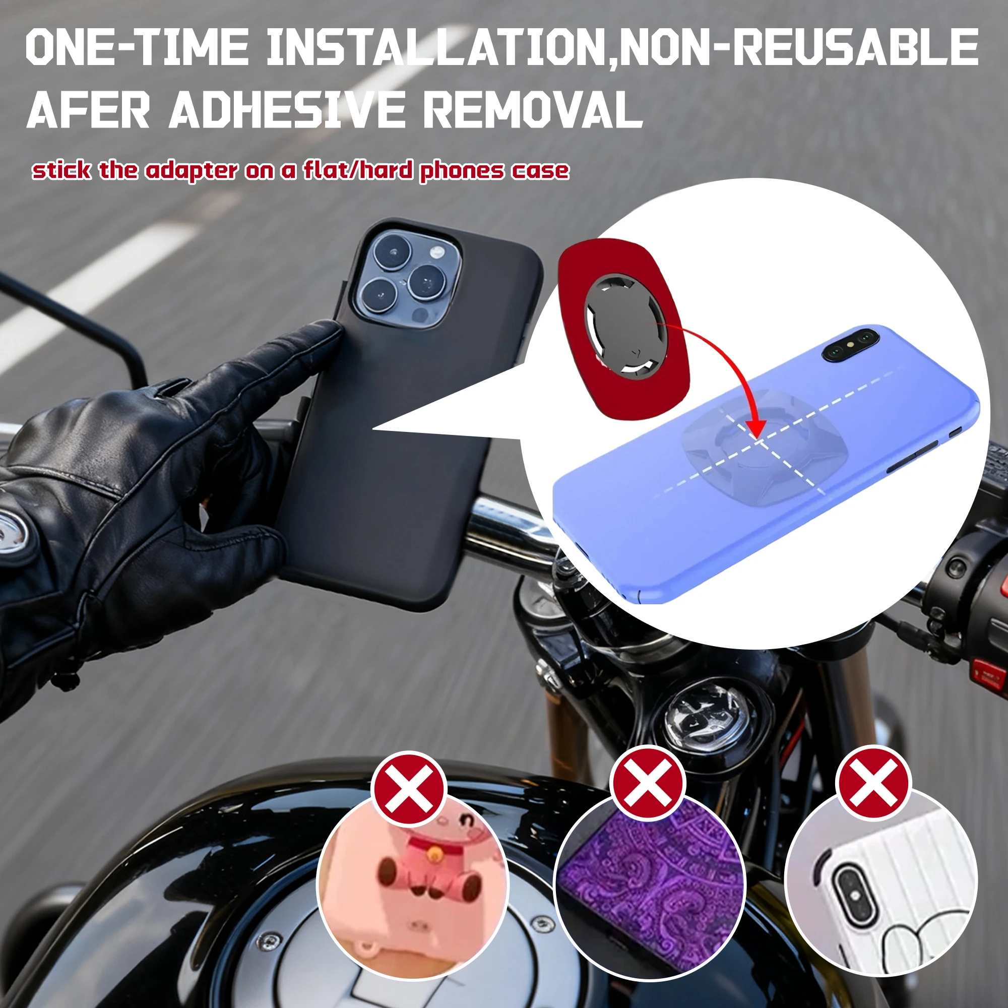 حامل هاتف عالمي للدراجات النارية مع 360 درجة ° كوب شفط قابل للدوران ومضاد للصدمات وقابل للتعديل وآمن لركوب الخيل #5