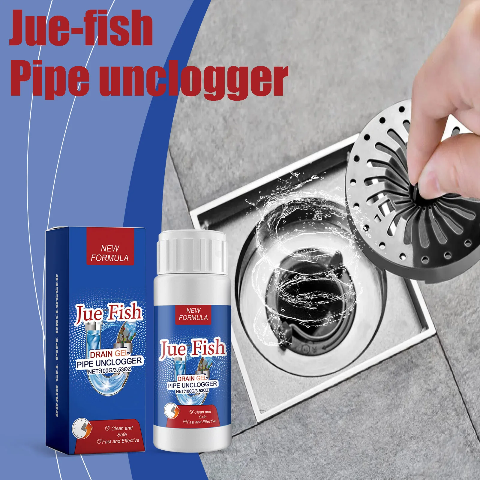 

Гель для прочистки труб Jue-fish 100 мл: устраняет запахи из канализации, предотвращает засоры, эффективно растворяет жирные отложения для кухни