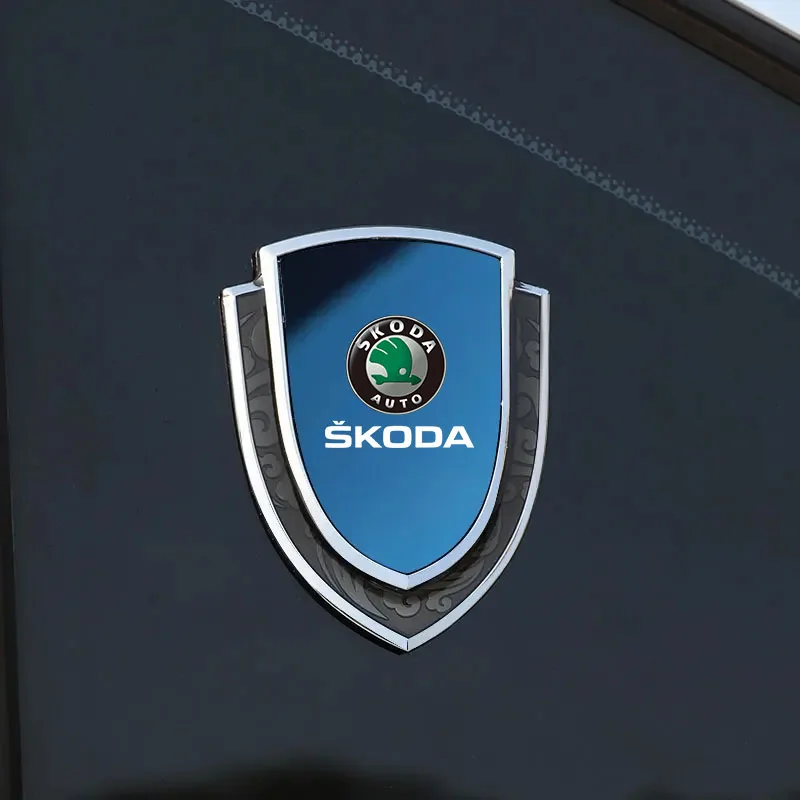 

3D Metal Car Body Fender Emblem Shield Stickers Decor Auto for Skoda OCTAVIA A7 VRS Superb Rapid Kodiaq Karoq Fabia Accessories