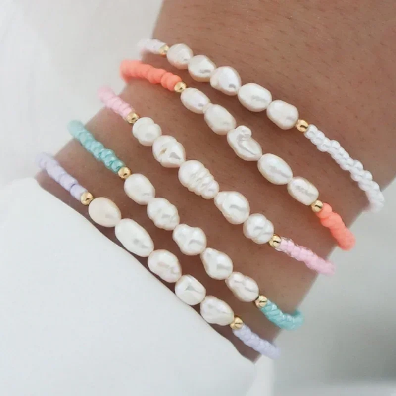 CCGOOD Armband Natuurlijke Zoetwaterparels Miyuki Kralen Armbanden voor Vrouwen Boho Zomer Strand Sieraden Verstelbare Touw Pulseras