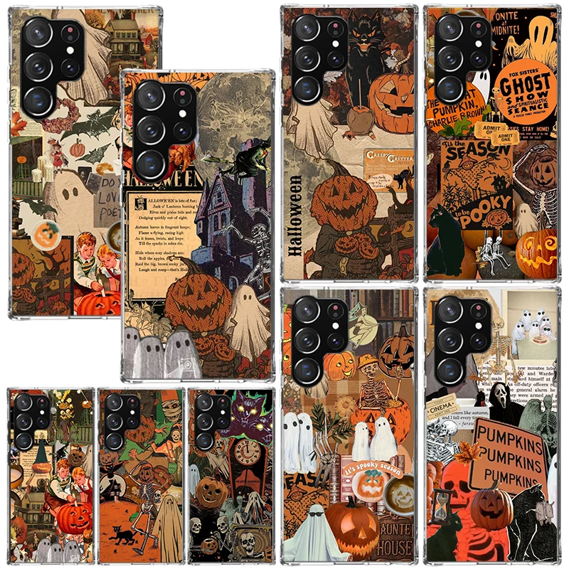 October Fall Halloween Spooky Pumpkin Phone Case For Samsung Galaxy S26 S25 Edge S24 FE S23 S22 Ultra S21 Plus S20 + Art Fundas