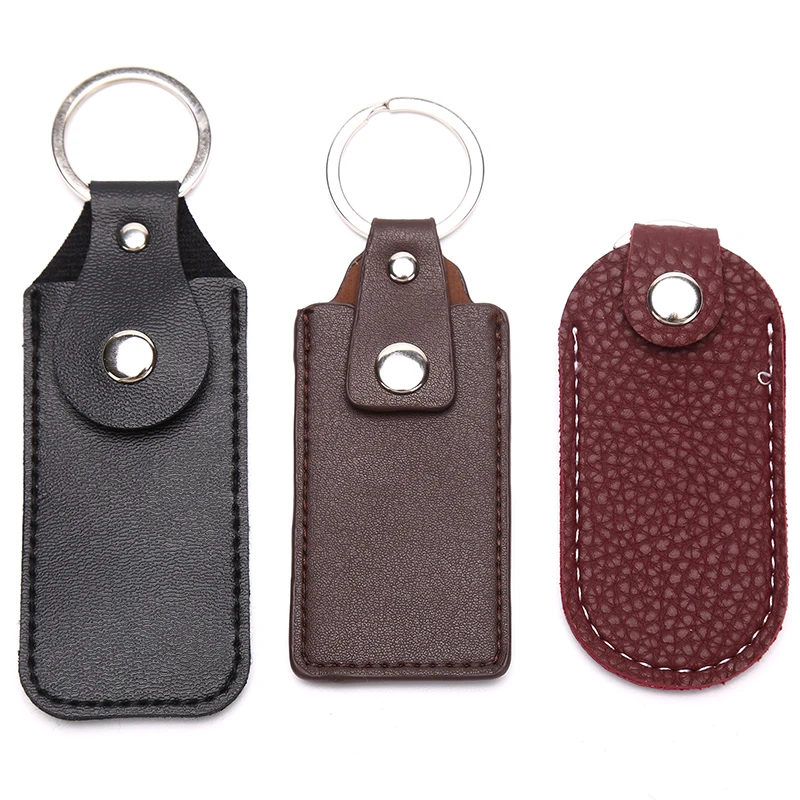 1pc PU Leather Bag Cases for USB Flash Drive Keyring Storage Bags for U Disk Hasp Protective Cover Bag Keychain Holder 10*4cm