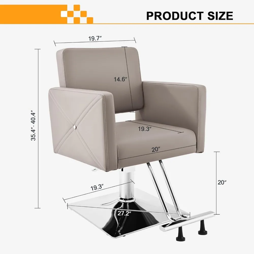 理髪師用サロンチェア、ヘアサロンチェア、頑丈な油圧ポンプ付き、360度回転、高さ調節可能スタイリストチェア