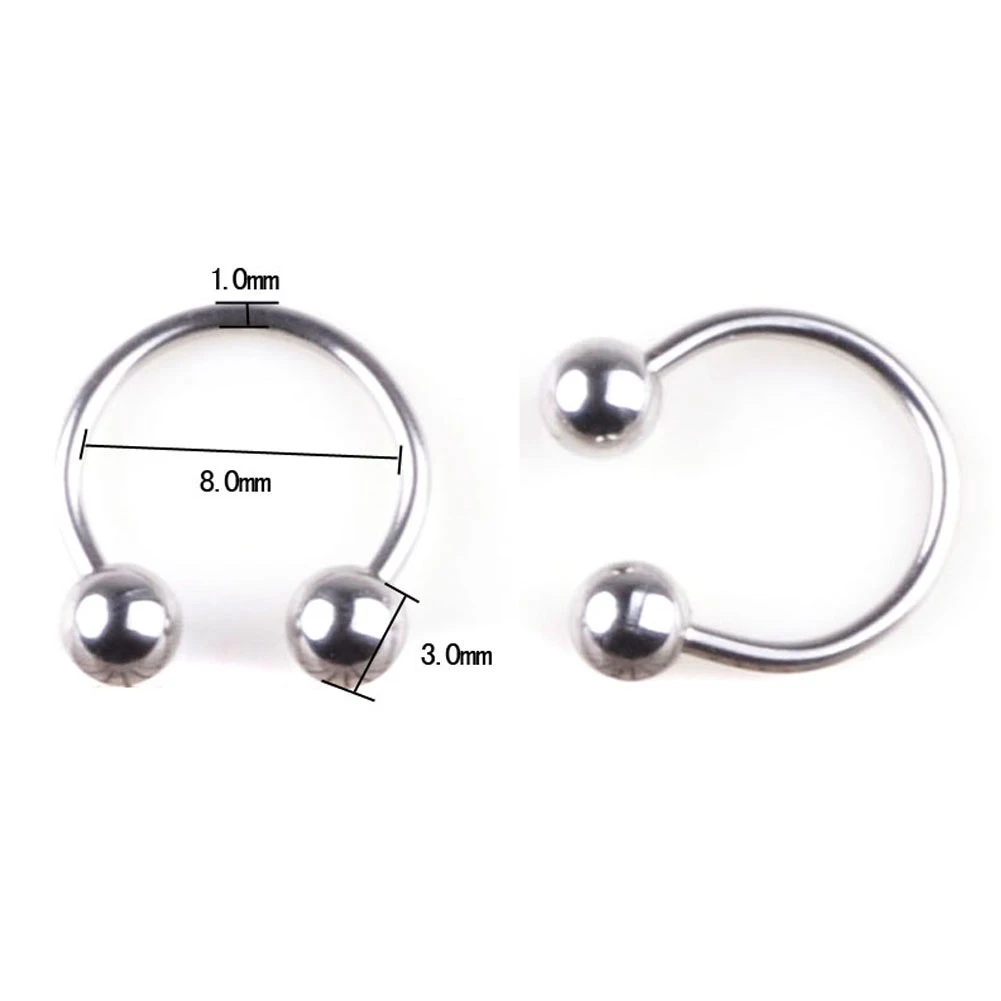 10pcs Silver Tongue Ring Set, Body Piercing