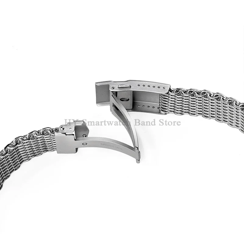 Ремешок для часов с миланской акулой, 4,0 мм, 18 мм, 20 мм, 22 мм для Seiko для Omega, сетчатый стальной ремешок, роскошный мужской браслет, складная застежка