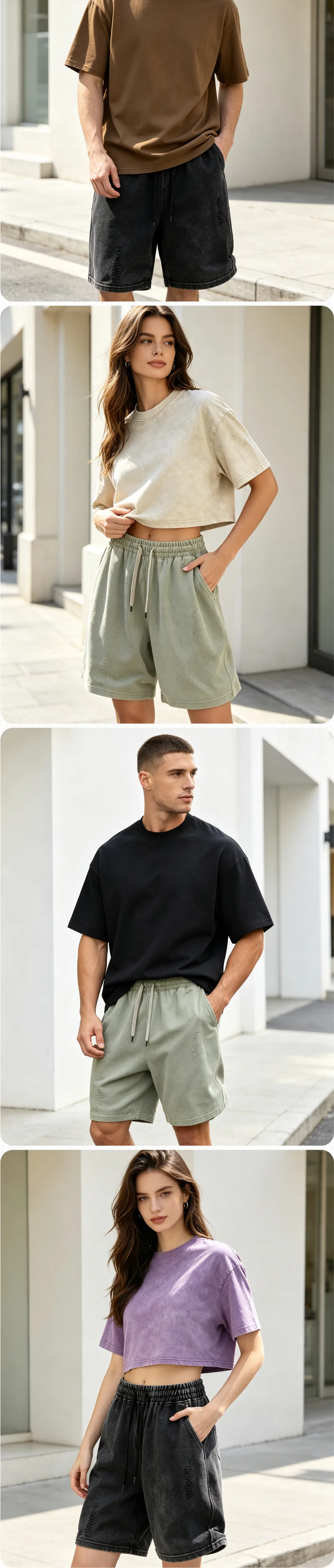 Maßgefertigte Vintage-Waschshorts Personalisierter Logodruck Stickerei Unisex Oversized T-Shirt Gym Streetwear Kleine Mindestbestellmenge OEM ODM T-Shirt – Detail 2