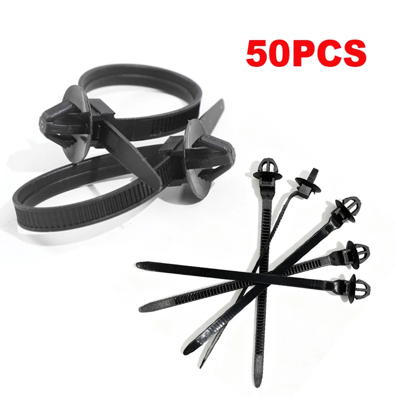 50x Nylon Cable Tie Buckle Auto Fastener Screw Replacement Clip Universal Car Fender Trunk Engine Guard Panel Wire Management