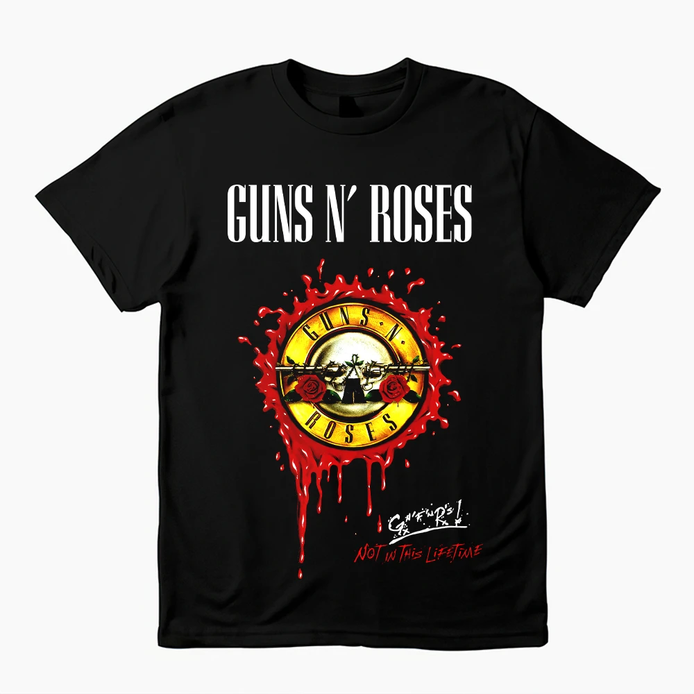 

Skull N Rose Tshirt Oversize Baju 100% Cotton American Band Singer T-shirt Men Fashion Street Hip-hop Rock Short-sleeved Women