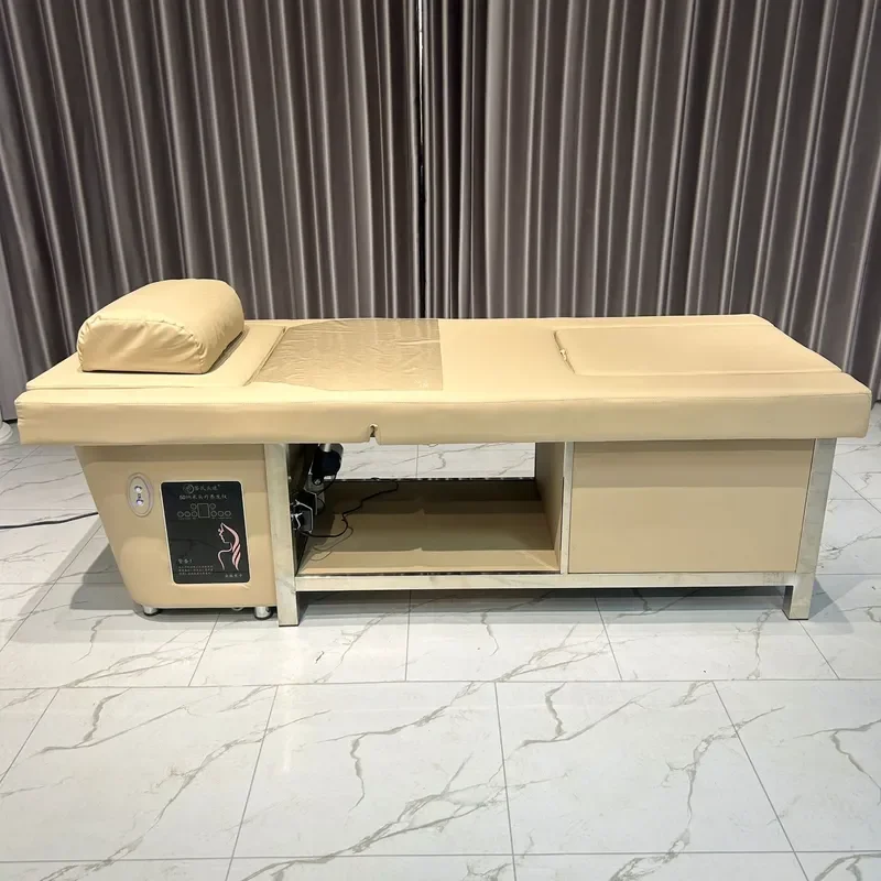 Electric Spa Bed with Water Circulation Foot Bath for Salon Shampoo Massage Treatment Adjustable Beauty Furniture