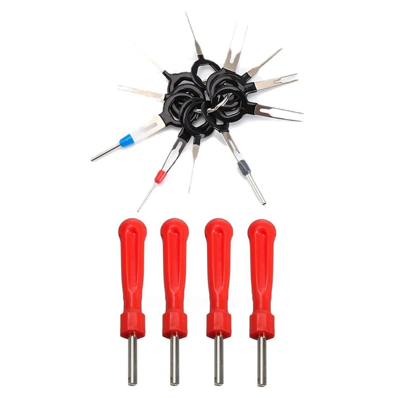 

11PCS Car Plug Circuit Board Wire Harness Terminal Extraction Pick Connector With 4PCS Tyre Valve Core Repair Tool