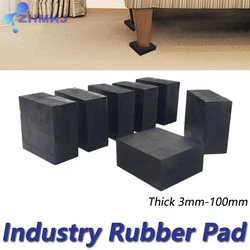 Thick 3-100mm Industry Rubber Block Shockproof Pad Elastic Anti Slip Damping Gasket Black