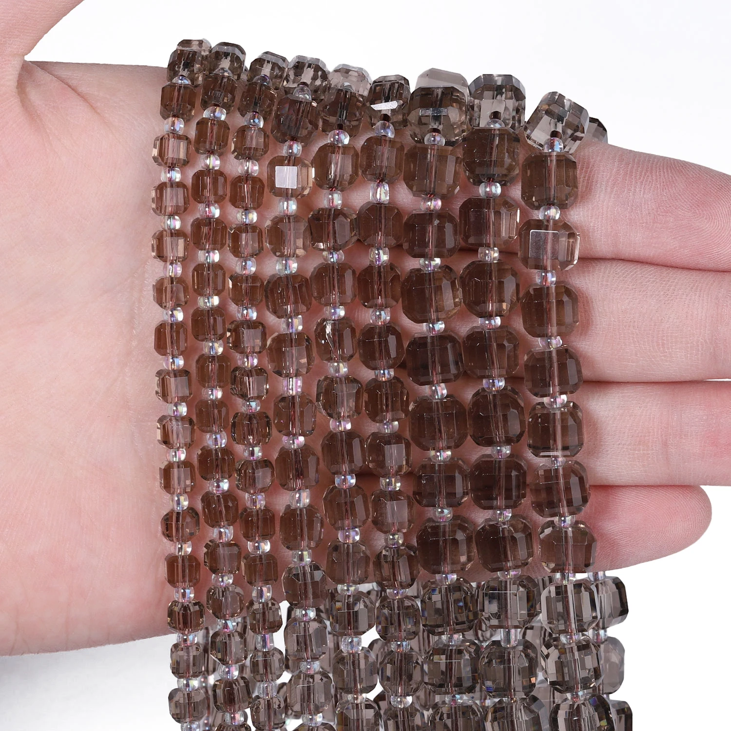 5.5-10mm A+ Faceted Cube Natural Stone Smoky Quartz Beads Square Spacer Beads for Jewelry Making DIY Charms Bracelets Accessory
