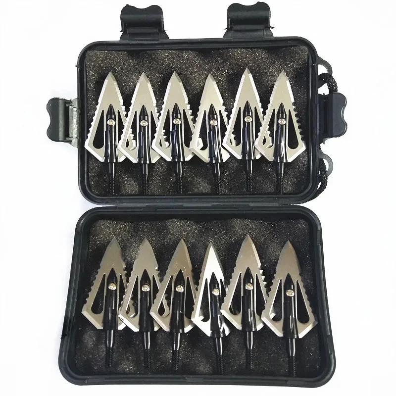 12PCs Broadheads Arrowhead 4 Blade 100Grains Sawtooth Crossbow Hunting Accessories Arrow Head