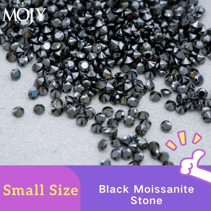 Round Cut Moissanite 0.8-2.9mm 1ct Black VVS1 Small Size Loose Gemstone Supplie Test Positive for Jewelry Free Sipping Wholesale