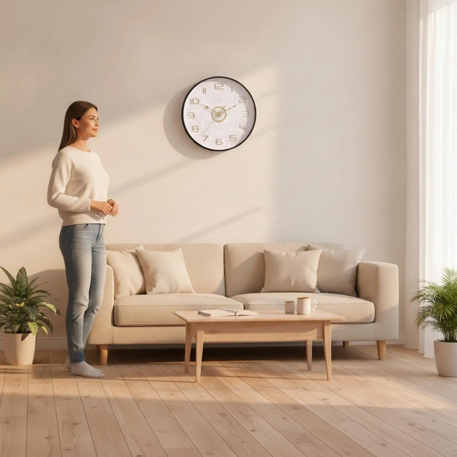 Auto Sync Radio Wall Clock Silent Non Ticking Round Metal Design for Kitchen Bedroom Modern Home Accessory