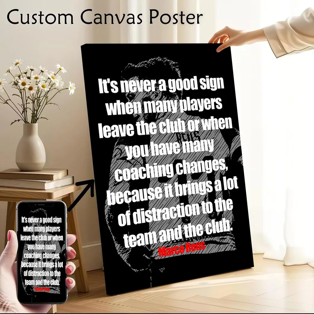 Marco Reus Quotes Canvas Poster Customizable Pictures Wall Art Canvas Painting for Room Decoration Gaming Interior Accessories