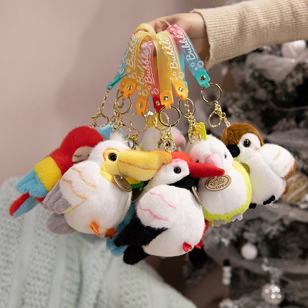 

Toucan Key Ring Holder Stuffed Bird Parrot Bracelet Slap Band Plush Toys Pelican Sitting Soft Dolls Functional Gifts Bag Pendant