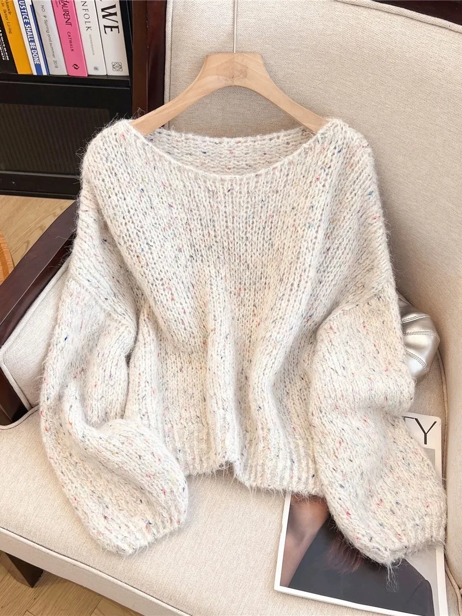 

iny шелковый женский вязаный свитер белый сверкающий ор топ модный осенне-зимний теплый длинный свек на одно плечо