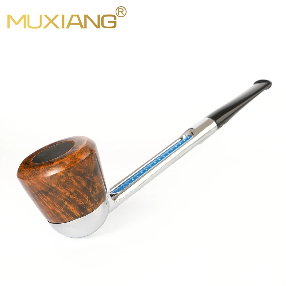 Imagem -03 - Heather Madeira Tobacco Pipe System Destacável Metal Straight Handle Pipe Canal Briar Madeira