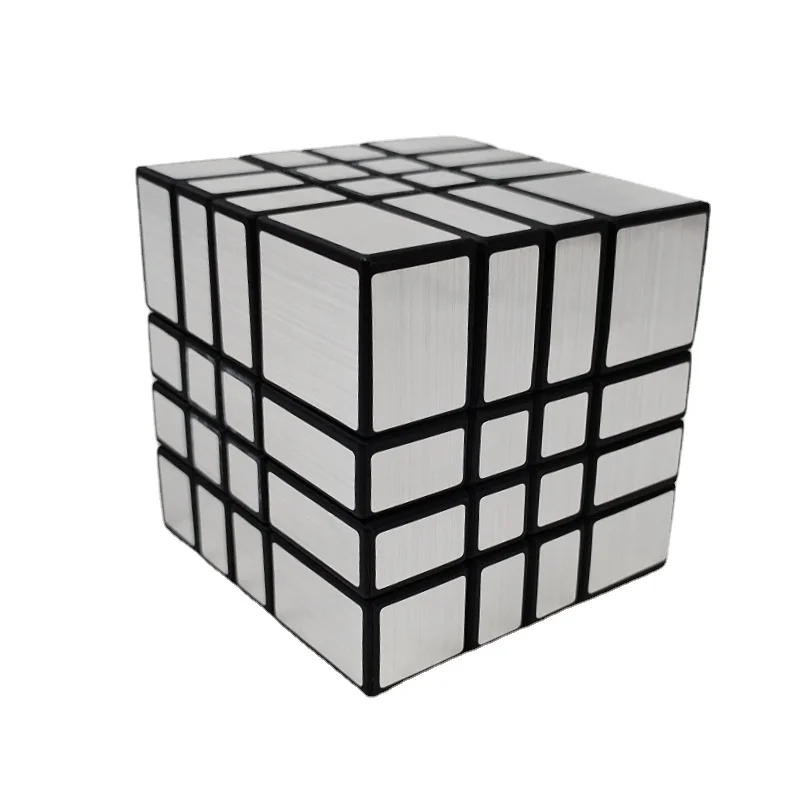 Klocki z lustrem 4x4 magiczna kostka Puzzle do układania na czas antystresowy 4x4x4 Cubo edukacyjne zabawki dla dzieci na prezenty szczotkowane srebro naklejki