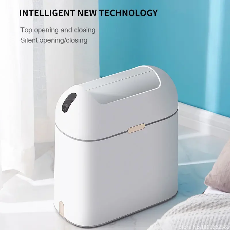 9L Smart Strong Sensor Garbage Bin Kitchen Bathroom Toilet Trash Can  Automatic Induction Waterproof Narrow Bin For Home Bedroom