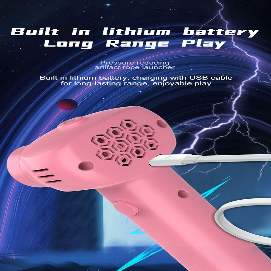 1 Stück - Leuchtendes Seil zum Aufziehen, Leuchtseil-Launcher, tragbares, leuchtendes Handspielzeug zur Stresslinderung für Kinder, Partygeschenk – Detail 8