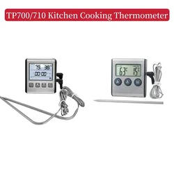 TP700/TP710 Digital LCD Kitchen Cooking Thermometer Meat Food Temperature for Oven BBQ Grill Timer with Stainless Steel Probe