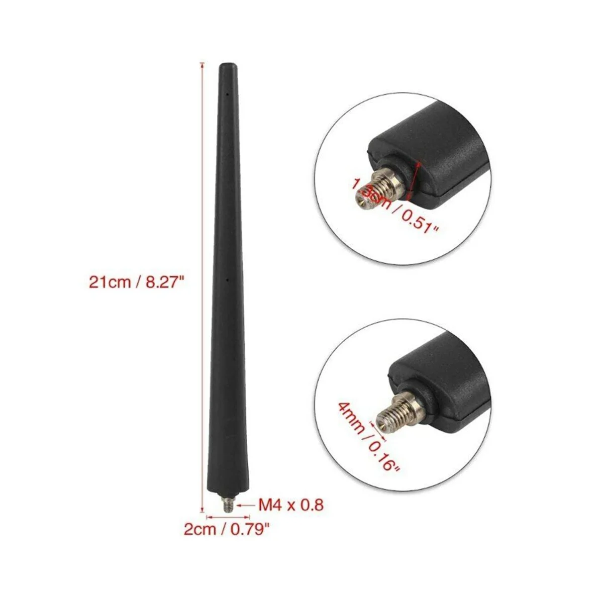 Black Short Aerial Antenna Mast Type 21cm Radio Aerials 51910790 52019353 for Fiat 500