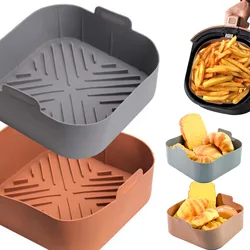 Silicone Air Fryers Liner Basket Square Reusable AirFryers Pot Tray Heat Resistant Food Baking AirFryers Oven Accessories