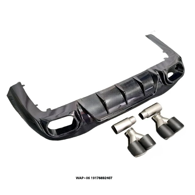 

High quality B style dry carbon fiber rear diffuser rear bumper lip exhaust pipe GT63