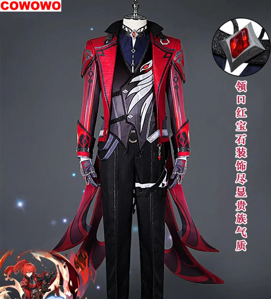 COWOWO Genshin Impact Diluc Ragnvindr Red All Night Men Cosplay Costume Cos Game Anime Party Uniform Hallowen Play Role Clothes