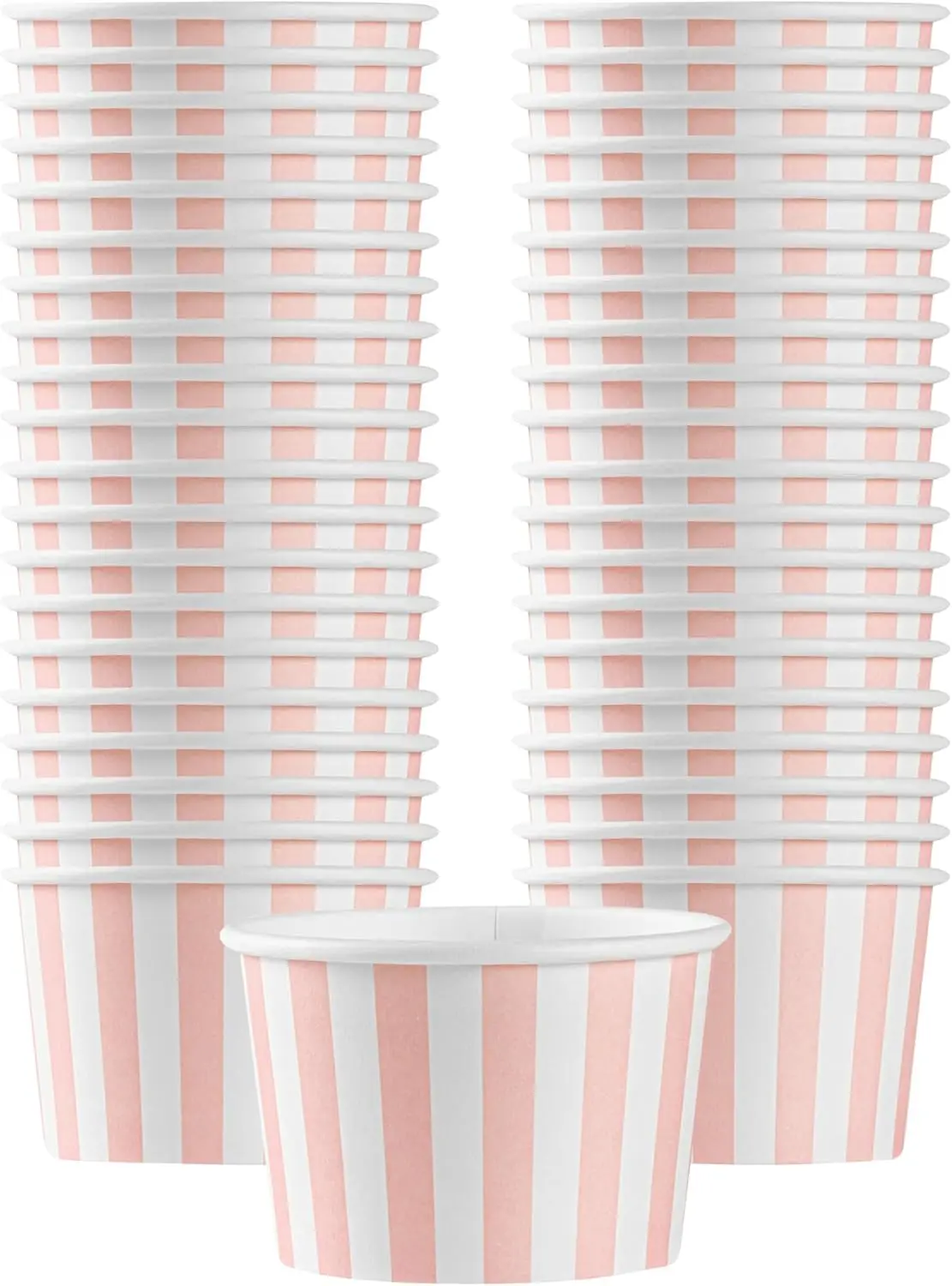 

Coppetta 4 Ounce Dessert Cups, 50 Disposable Ice Cream Cups - Lids Sold Separately, Heavy-Duty, Pink And White Paper Fro