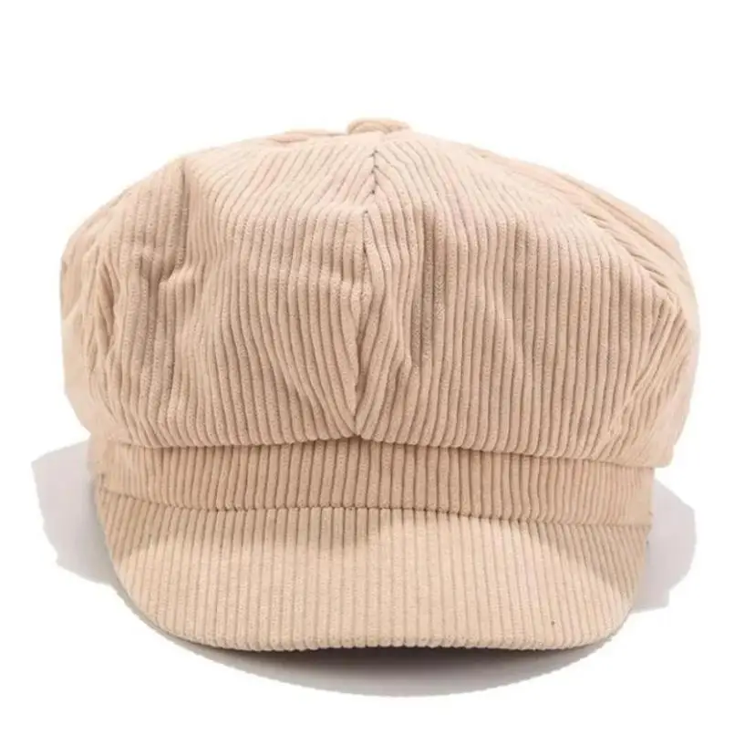 New 1 Pcs Womens Adjustable Octagonal Newsboy Cap Solid Plain Leather Beret Casual Wool Hat For Ladies Autumn Girls Caps