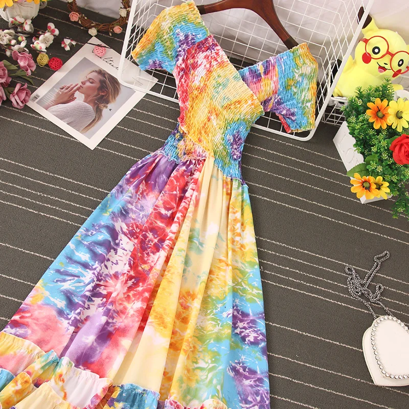 2022 Zomer V-hals Bloemenprint Party Jurk Vrouwen Vintage Korte Mouw Midi Chic Jurken Lady Losse A-lijn Sexy Party vestidos