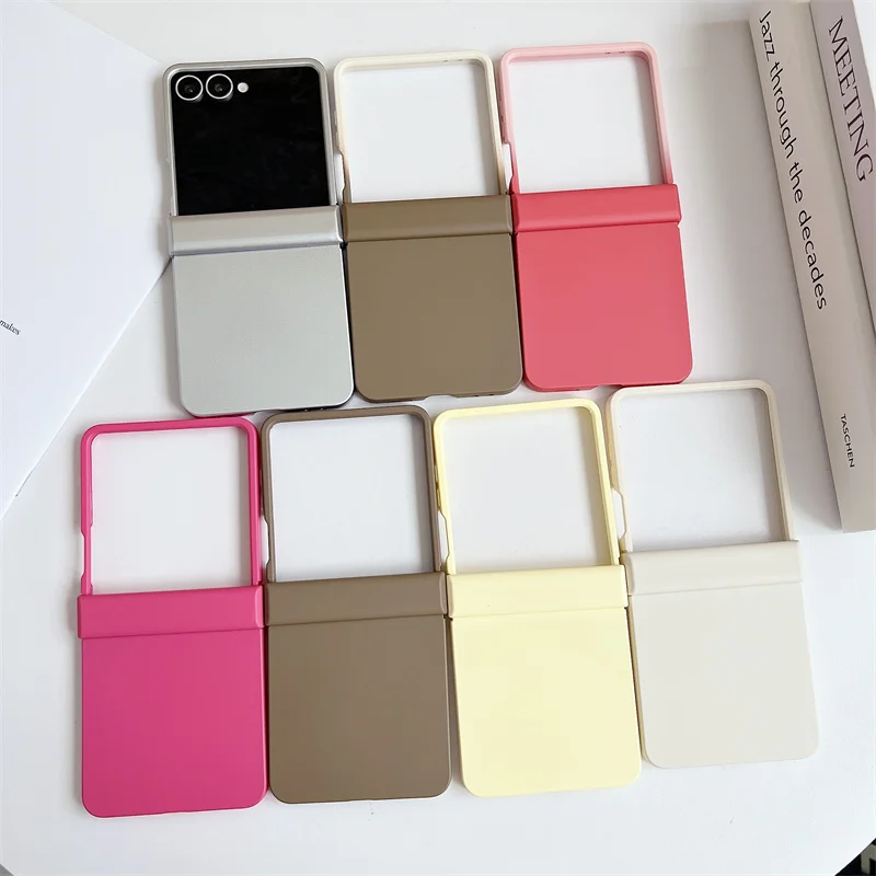 Simple Solid Color Silicone Phone Case For Samsung Galaxy Z Flip 7 6 5 4 3 Flip4 Flip5 Flip6 Flip7 Cases with Hinge Cute Funda