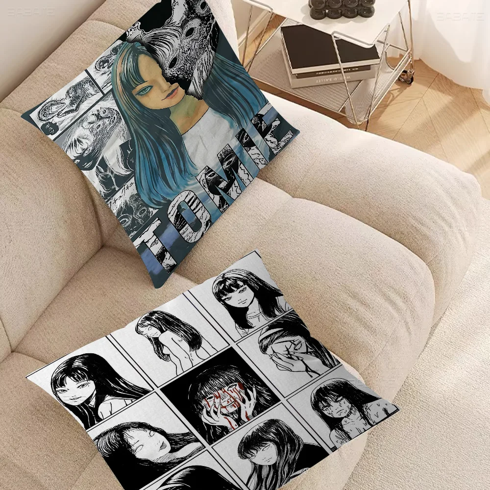 Horror Anime Tomie Junji Ito Pillowcase Toon Gift Cushion Cover Bedroom Home Sofa Chair Seat Decor Pillow Case