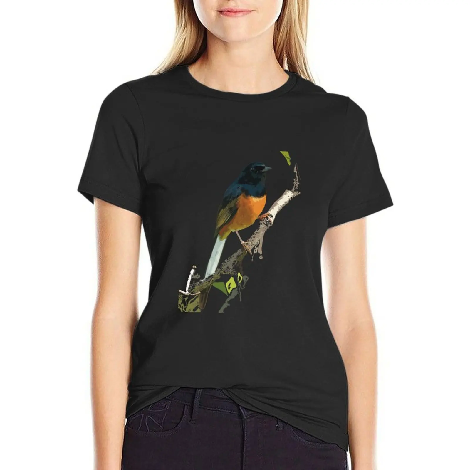 Beautiful White-rumped Shama Thrush, Bird T-Shirt customs quick-drying quick drying woman t shirt