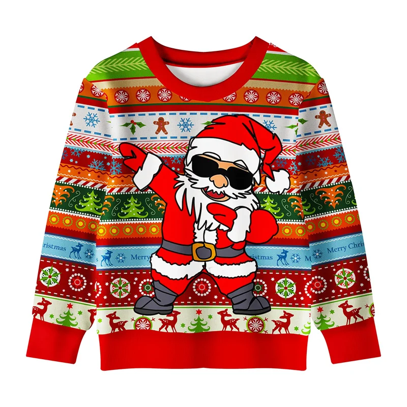 

3D Printed Christmas Tree Cat Sweatshirts For Men Santa Claus Pattern Long Sleeves Casual Loose Unisex Pullover O-Neck Hoodies