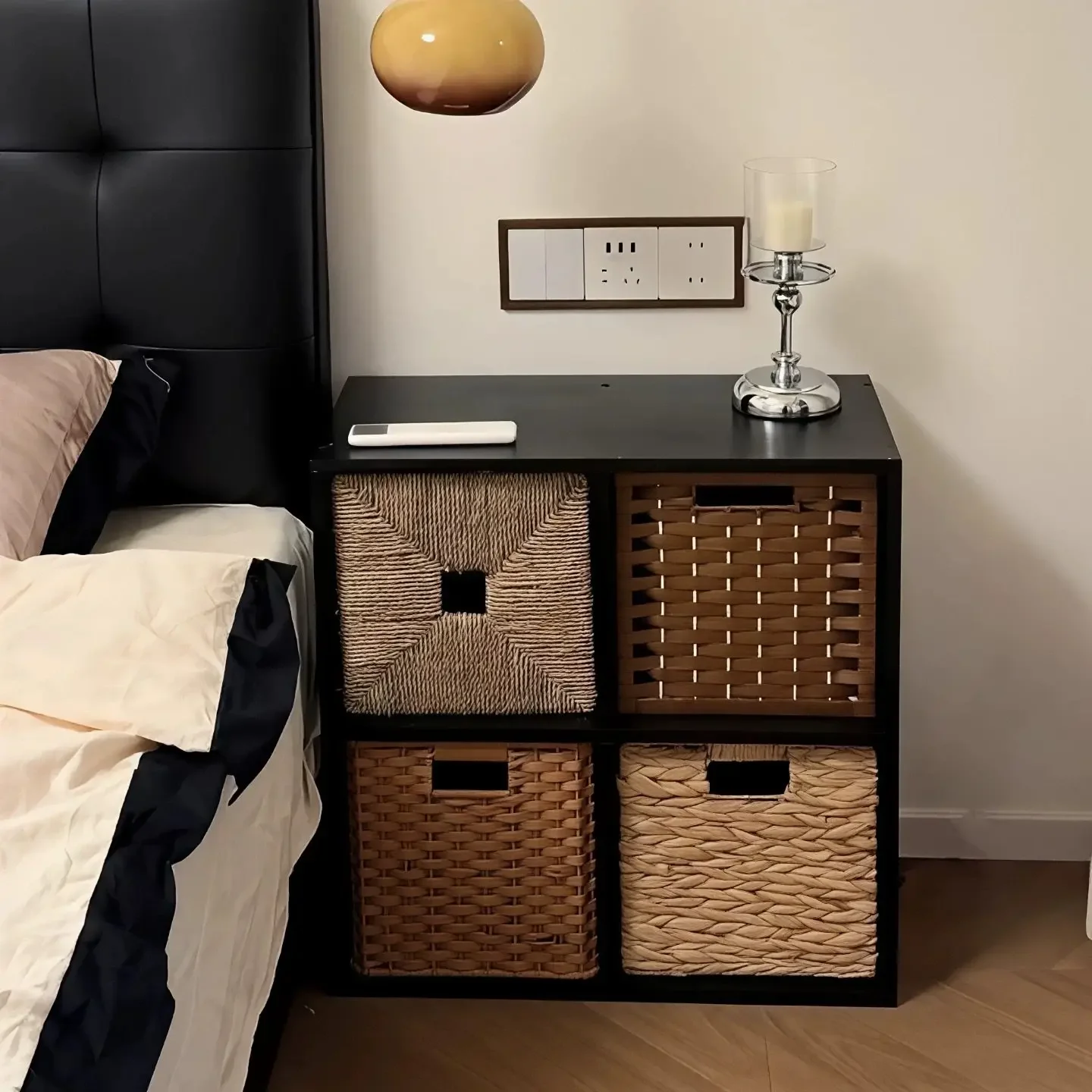 

Folding storage basket, rattan straw lattice cabinet, drawer minimalist storage artifact, living room snack basket