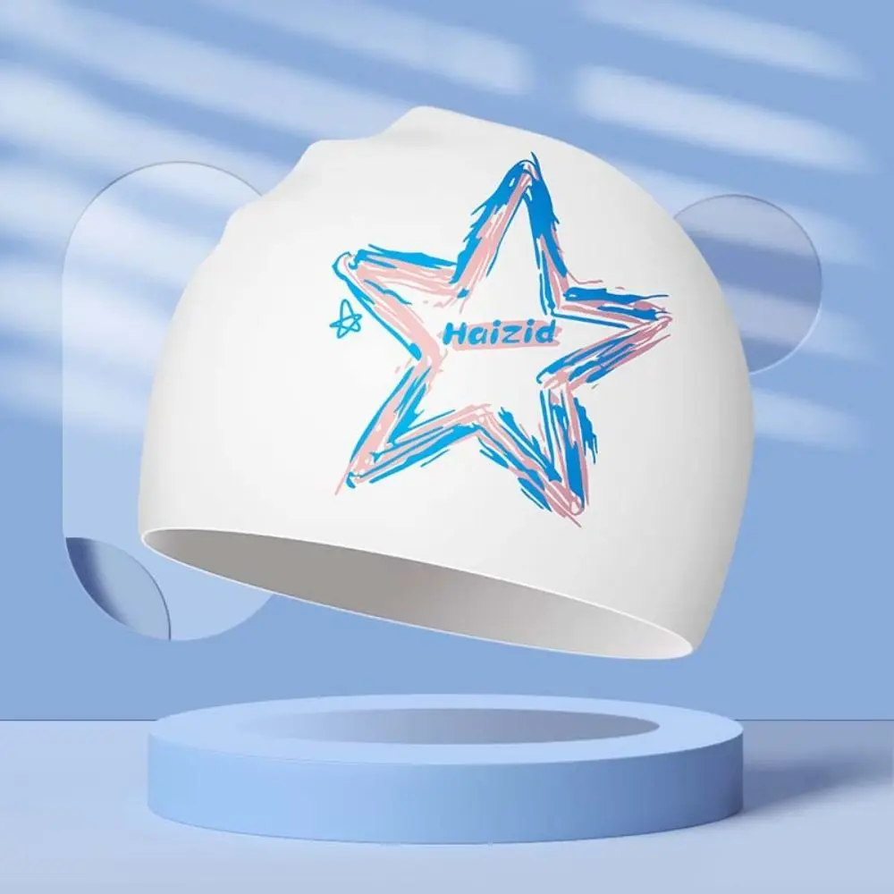

Swimming Accessories Silica Adult Swimming Cap Moon Elastic Diving Cap Star Long Hair Swimming Hat Swim Pool