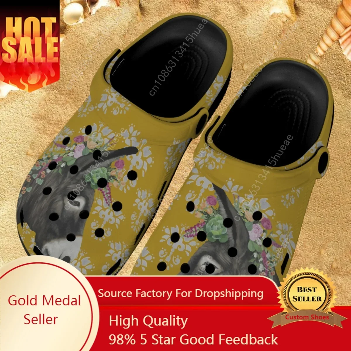 Cute Donkey Design Fashion Women Sandals Indoor and Outdoor Breathable Summer Garden Shoes Woman Casual Non Slip Home Slides