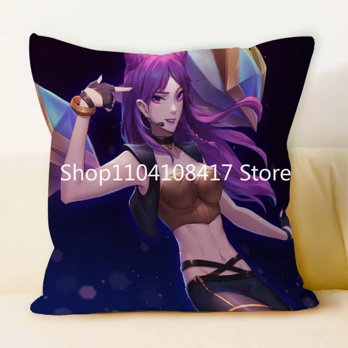 K/DA ALL OUT Pillow Covers Decorative Sofa Cushions Akali LOL Duplex Printing Short Plush Pillows Decor Home Cushion Cover 45*45