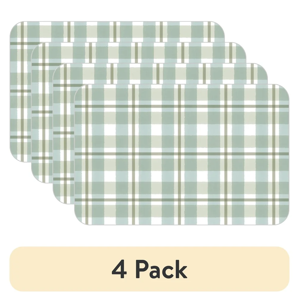 4 Pack Reversible Flexible Plastic Placemats Garden Vines Water-Resistant Easy Clean BPA PVC Free Table Protector Decor