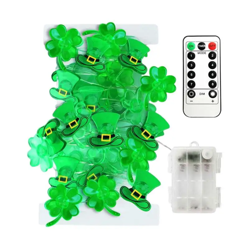 

Shamrock String Lights Battery Operated Patrick's Day Shamrock Lamp Home LED Lights For Bedroom Mantel Stairs Front Door Patio