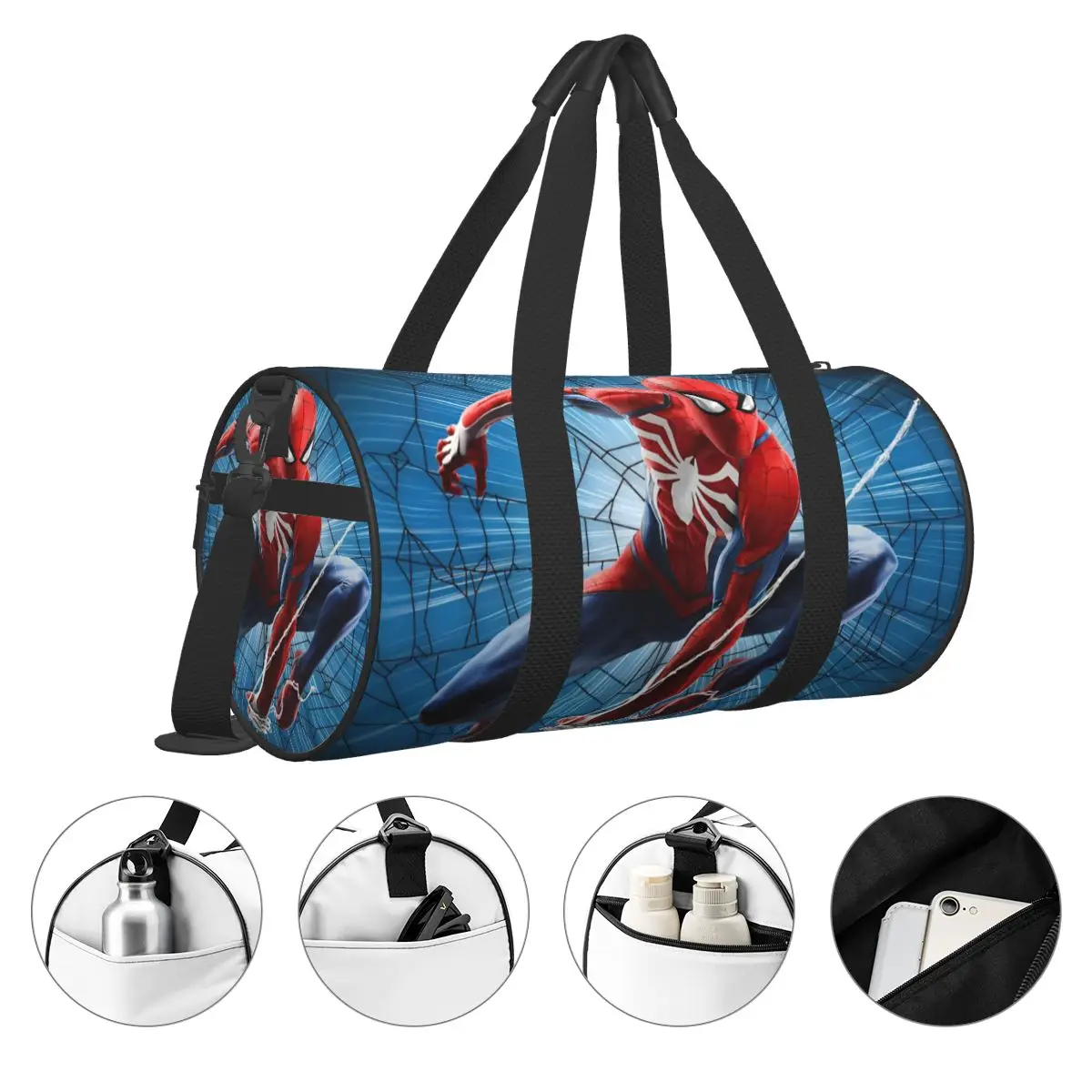 Bolsa de viagem masculina e feminina, bolsa de ginástica do homem aranha, grande capacidade, oxford, bolsa personalizada, bolsa esportiva de moda gráfica