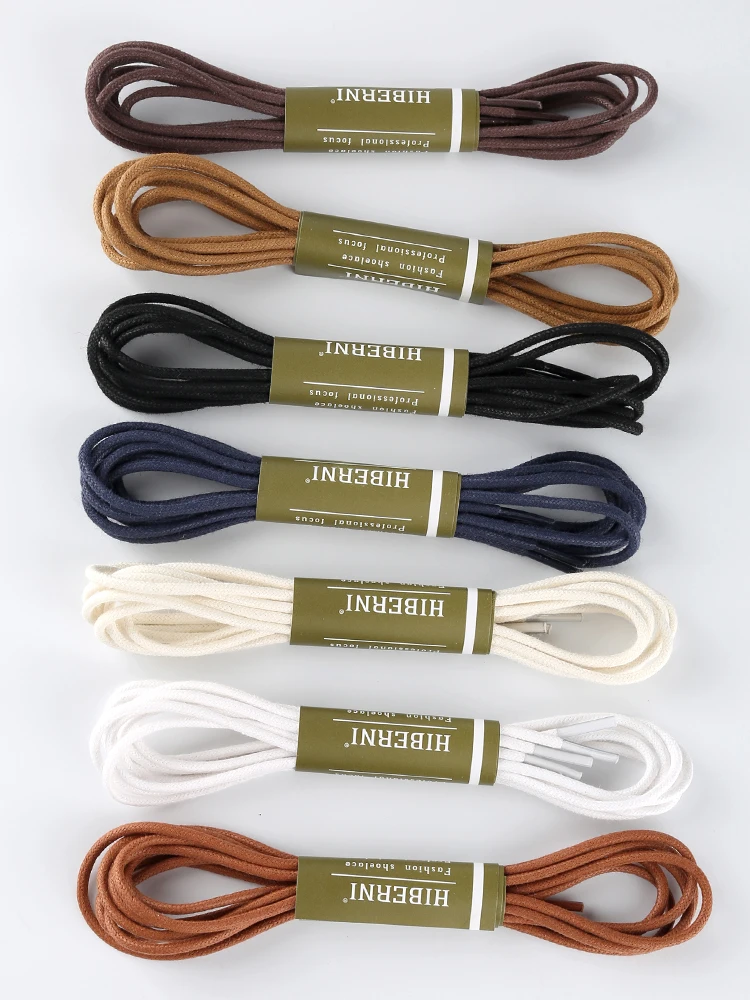 HIBERNI circular cotton shoe strap with a diameter of 2mm black brown white 60/80/90/100/120cm for leather shoes Shoelaces